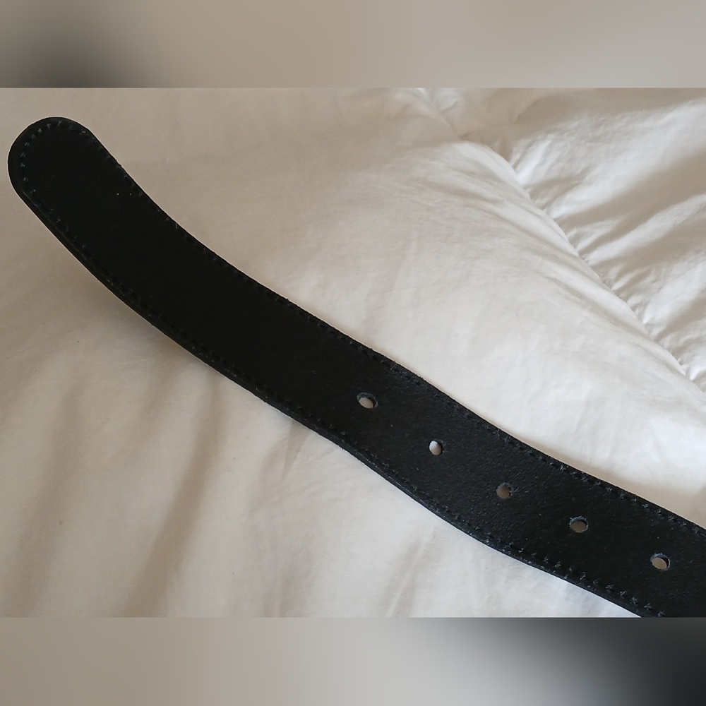 Diesel Black Patent Leather Belt W/ Large Metal Buckle - Picture 3 of 9